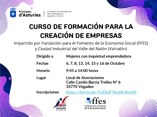CURSO DE FORMACIÓN PARA LA CREACIÓN DE EMPRESAS