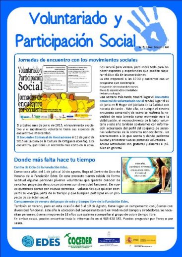 Nueva Hoja Semestral de Voluntariado y Participación Social. Junio 2015