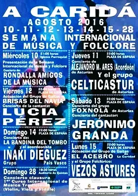 SEMANA INTERNACIONAL DE MÚSICA Y FOLCLORE EN LA CARIDAD DEL 10 AL 15 DE AGOSTO