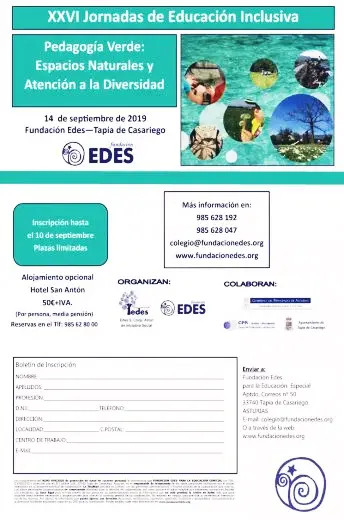 XXVI Jornadas Educación Inclusiva: Pedagogía Verde. Espacios Naturales y Atención a la diversidad