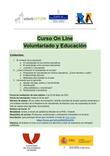 Curso (on line) "Voluntariado y Educación