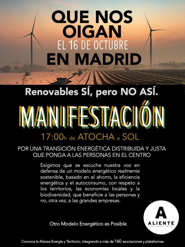 manifestación 16 de Octubre en Madrid: Eólicos sí, pero no así.