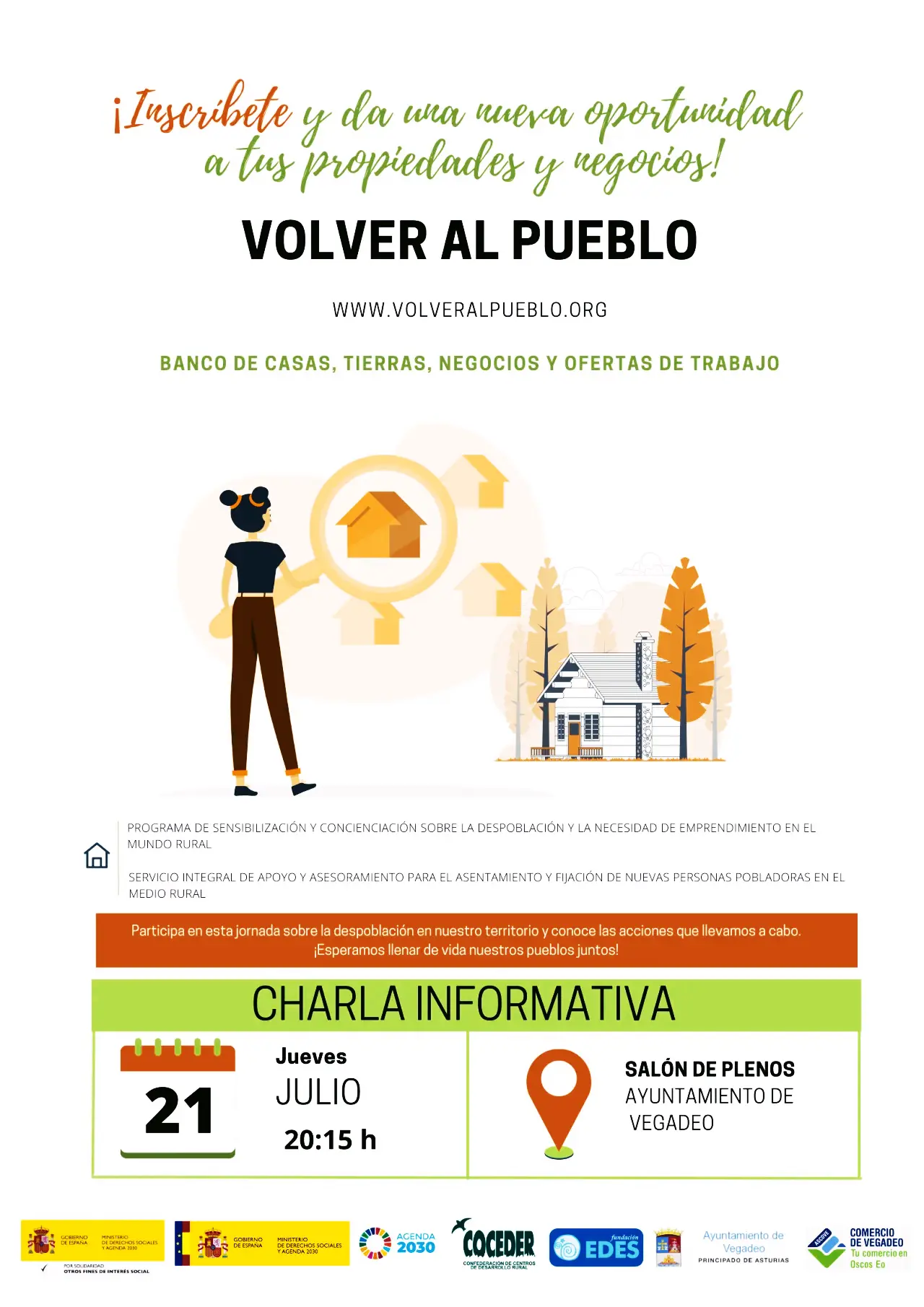 Charla informativa en VEGADEO sobre el programa Volver al Pueblo y cómo dar de alta propiedades particulares en la plataforma