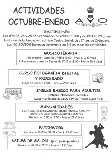 Actividades de Octubre a Enero en Otiguera