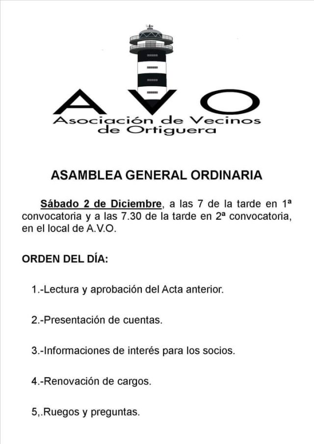Asamblea General Ordinaria de la Asociación de Vecinos de Ortiguera