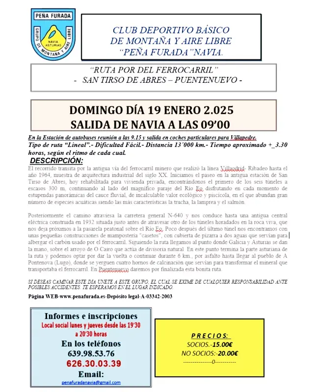 “RUTA POR DEL FERROCARRIL”; SAN TIRSO DE ABRES - PUENTENUEVO