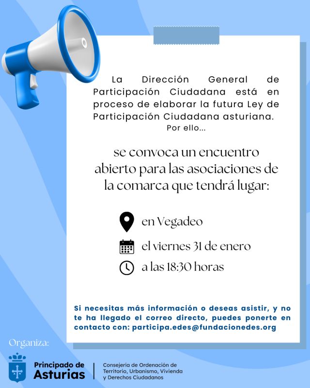 ¡Convocatoria de asistencia para las asociaciones de la comarca! Nueva Ley de Participación Ciudadana