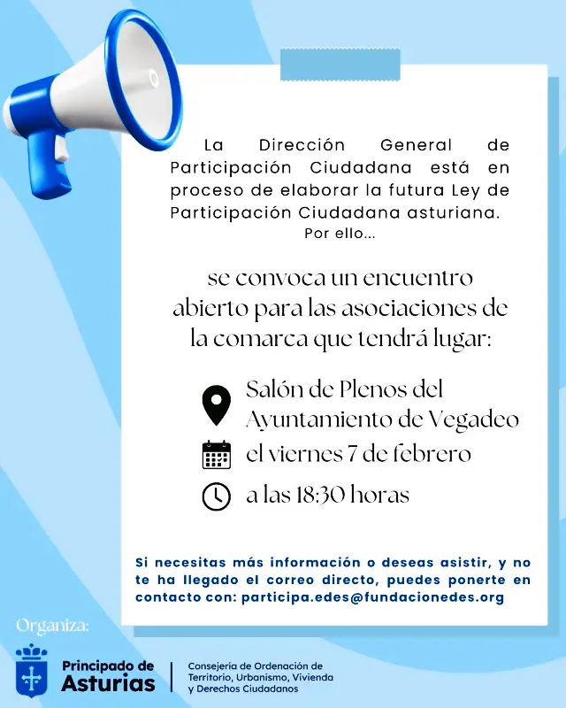 ¡Convocatoria de asistencia para las asociaciones de la comarca! Nueva Ley de Participación Ciudadana
