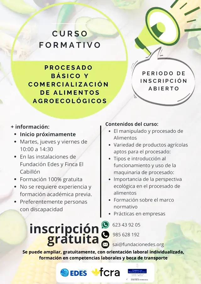 Curso de procesado básico y comercialización de alimentos ecológicos