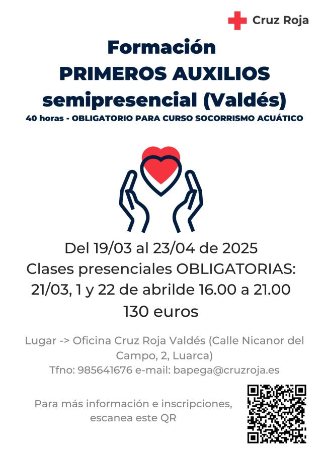 Formación en Primeros Auxilios, semipresencial (Valdés)