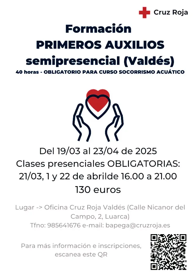 Formación en Primeros Auxilios, semipresencial (Valdés)