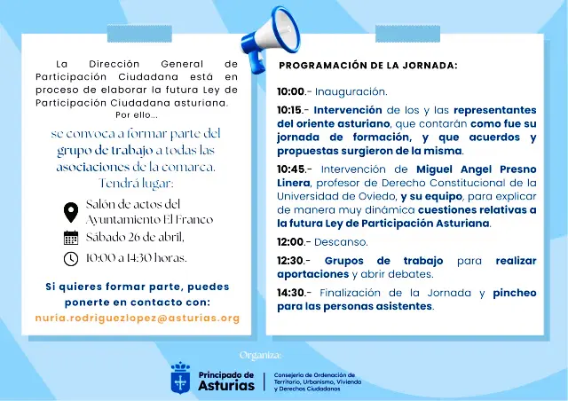 Proceso de creación colectiva del borrador de la futura Ley de Participación Asturiana, en el occidente