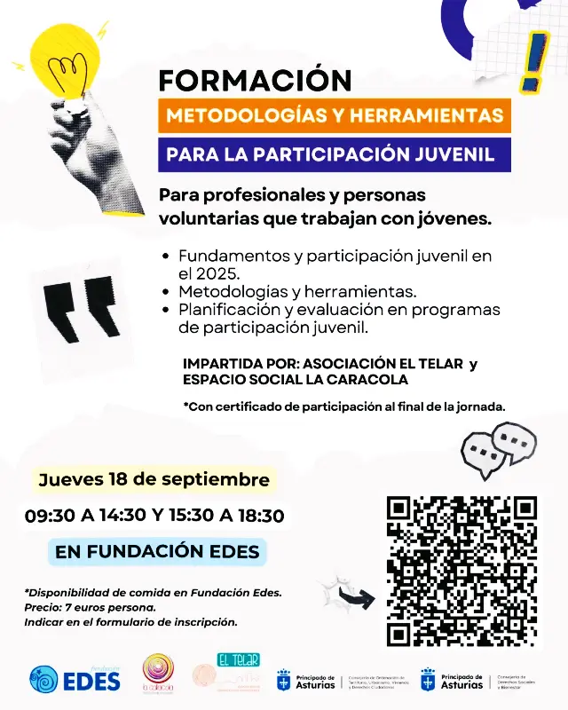 Formación: Metodologías y herramientas para la participación juvenil.