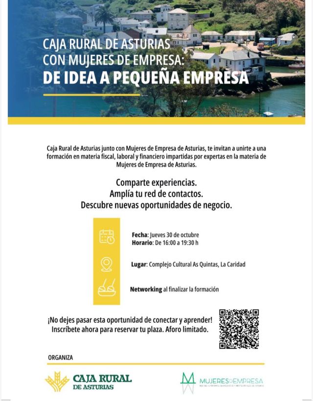 Jornada formativa “De Idea a Pequeña Empresa”, por Caja Rural de Asturias junto a Mujeres de Empresa de Asturias
