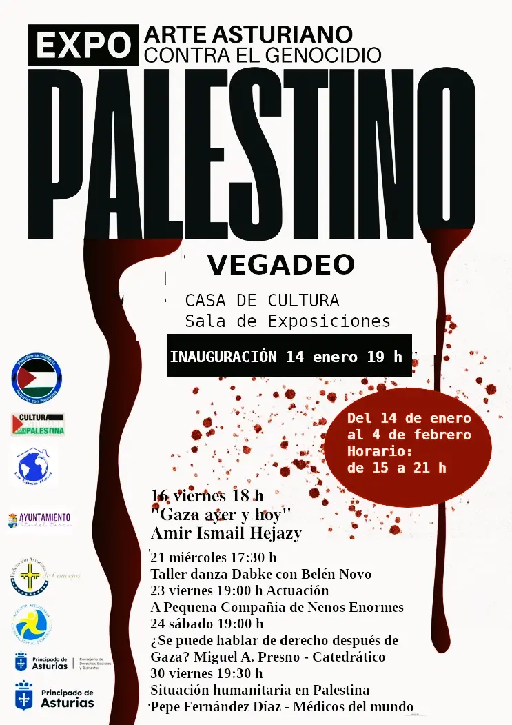 Inauguración de la exposición “Arte asturiano contra el genocidio palestino” en Vegadeo