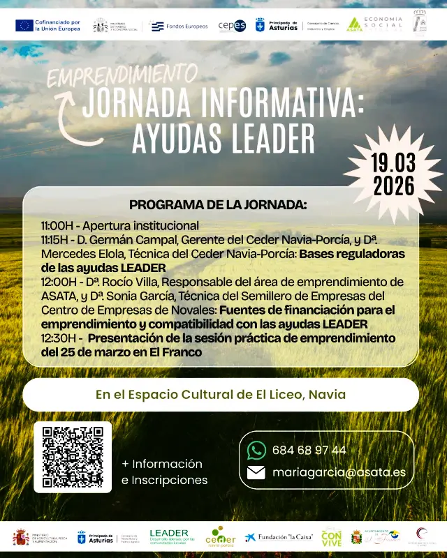JORNADA INFORMATIVA SOBRE AYUDAS LEADER EMPRENDIMIENTO