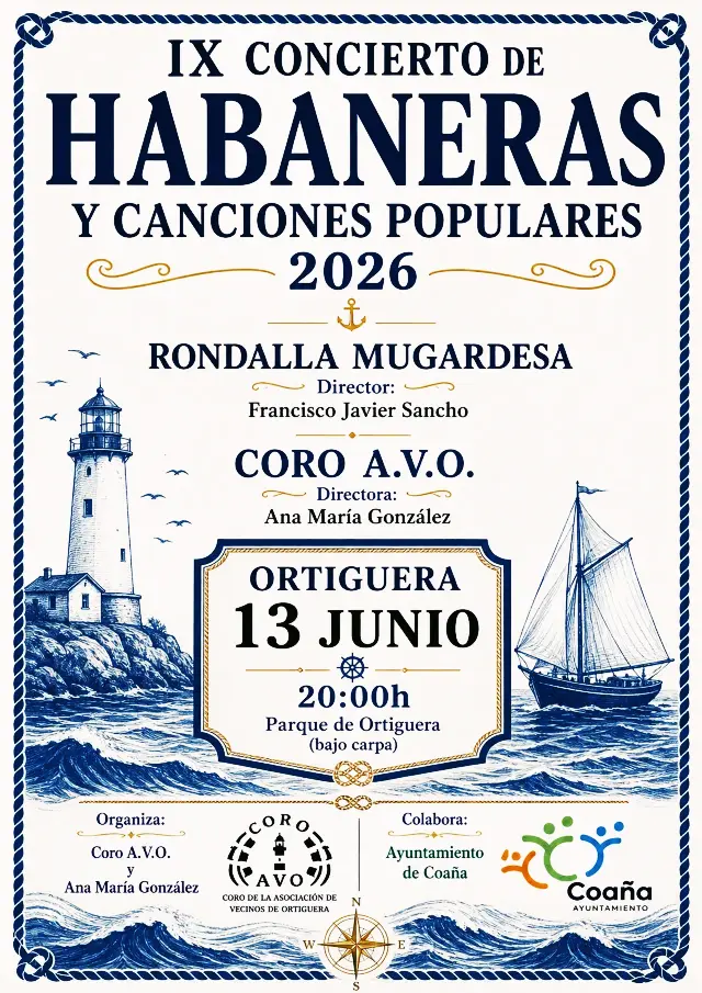 IX Concierto de Habaneras y canciones populares + Comida popular, en Ortiguera